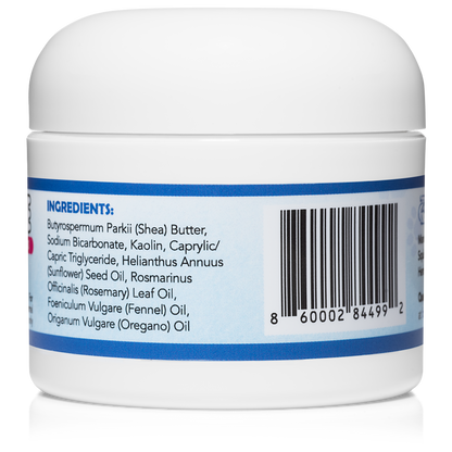 Jar with a label showing ingredients and a barcode on a white background